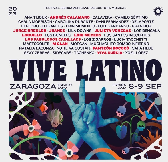 Cartel de artistas del Festival Vive Latino en Zaragoza. 