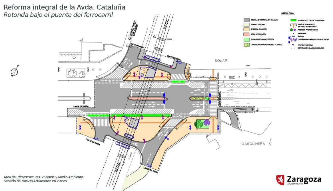 Configuración de la rotonda en la avenida de Cataluña. 